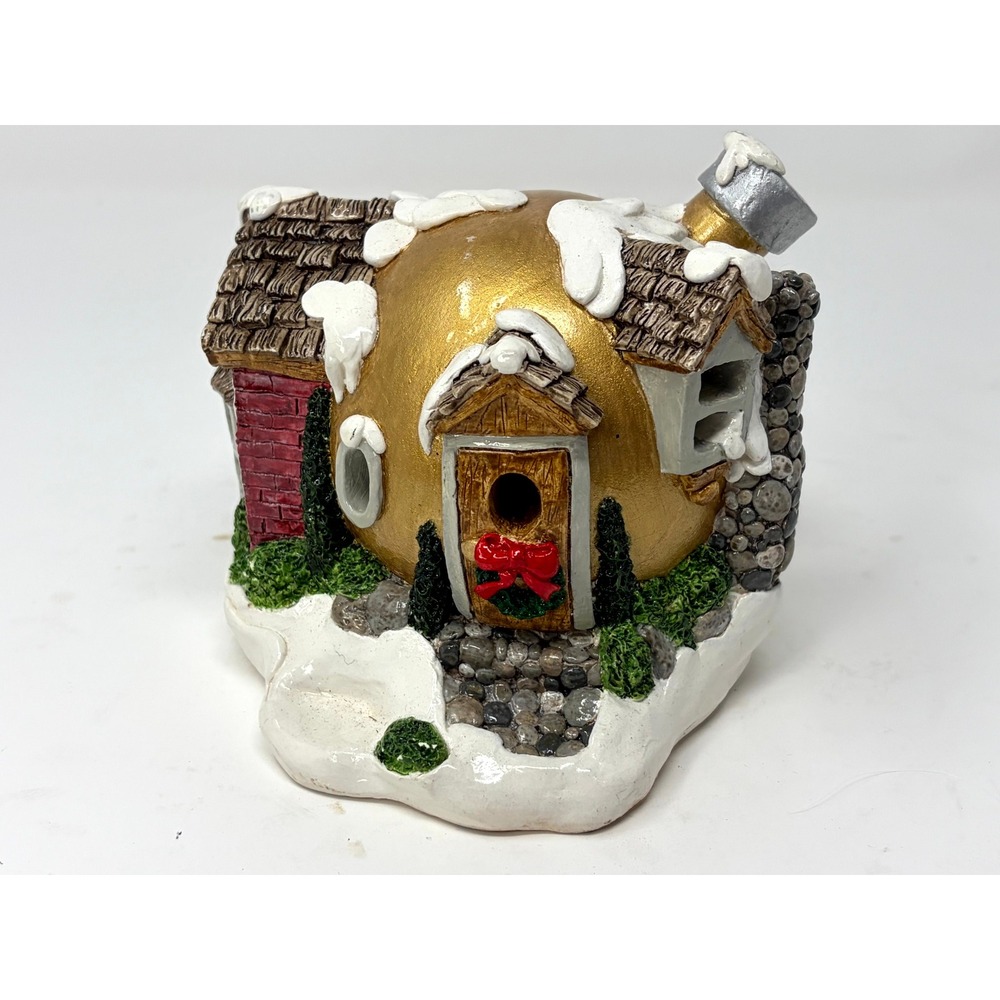California Creation GEP Fairy House Christmas Village Snow Gold Ceramic 1992